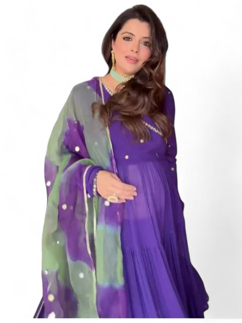 Purple georgette anarkali suit