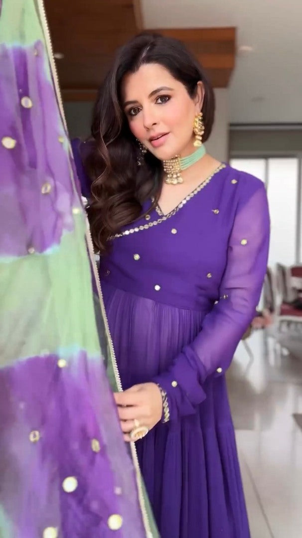 Purple georgette anarkali suit