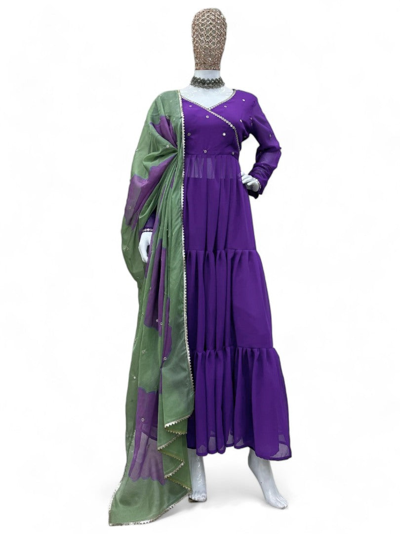 Purple georgette anarkali suit