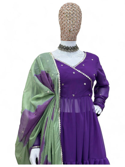 Purple georgette anarkali suit