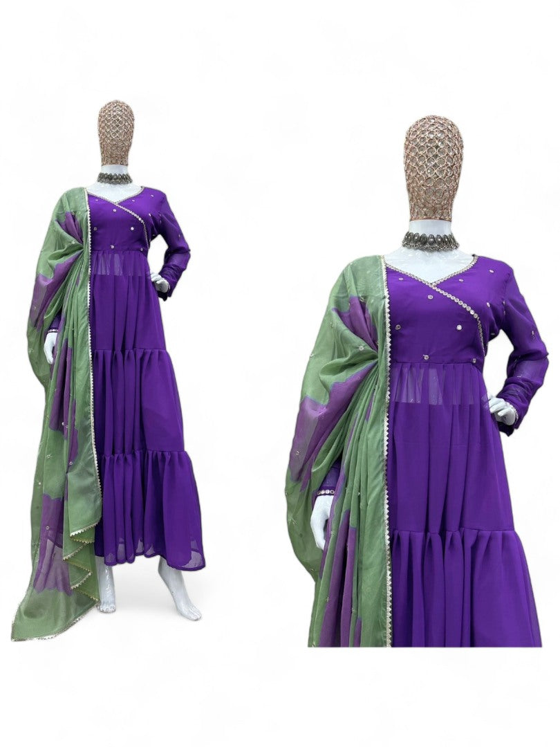 Purple georgette anarkali suit