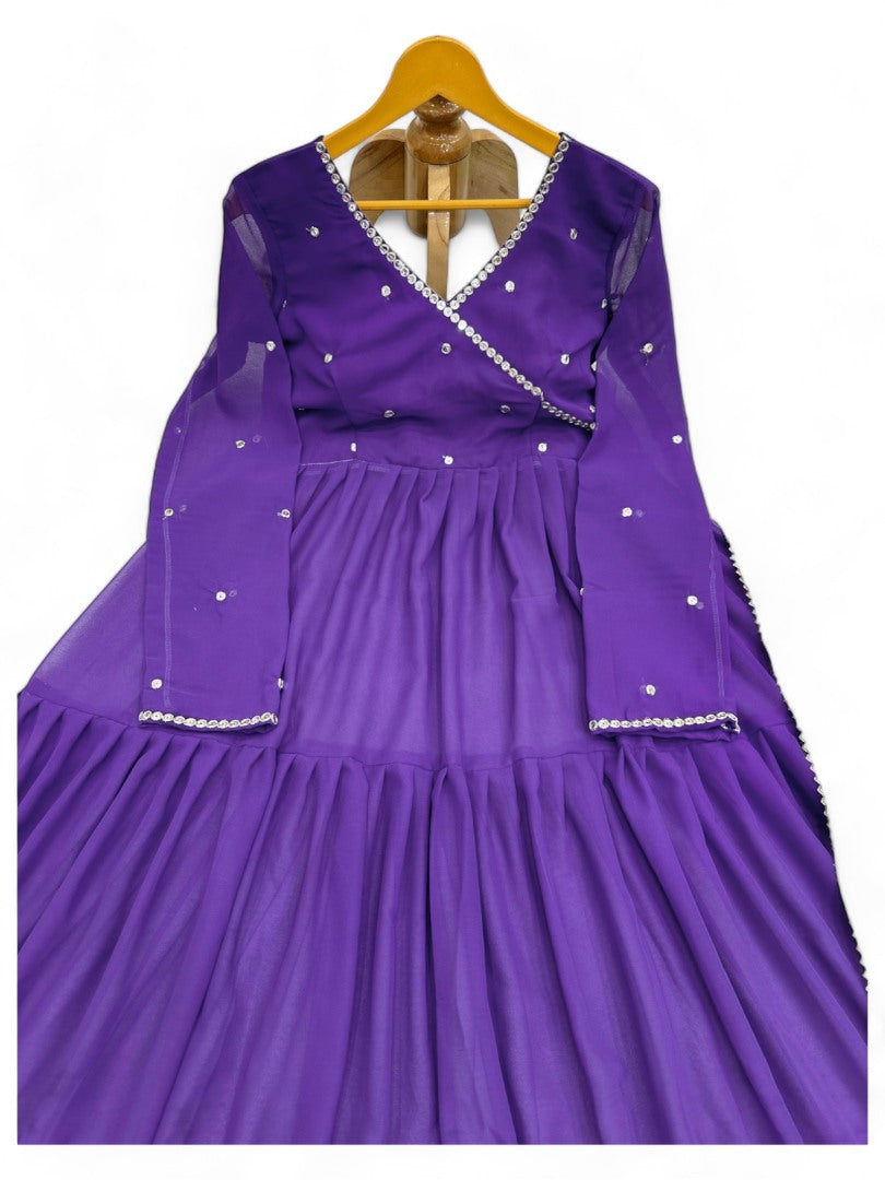 Purple georgette anarkali suit