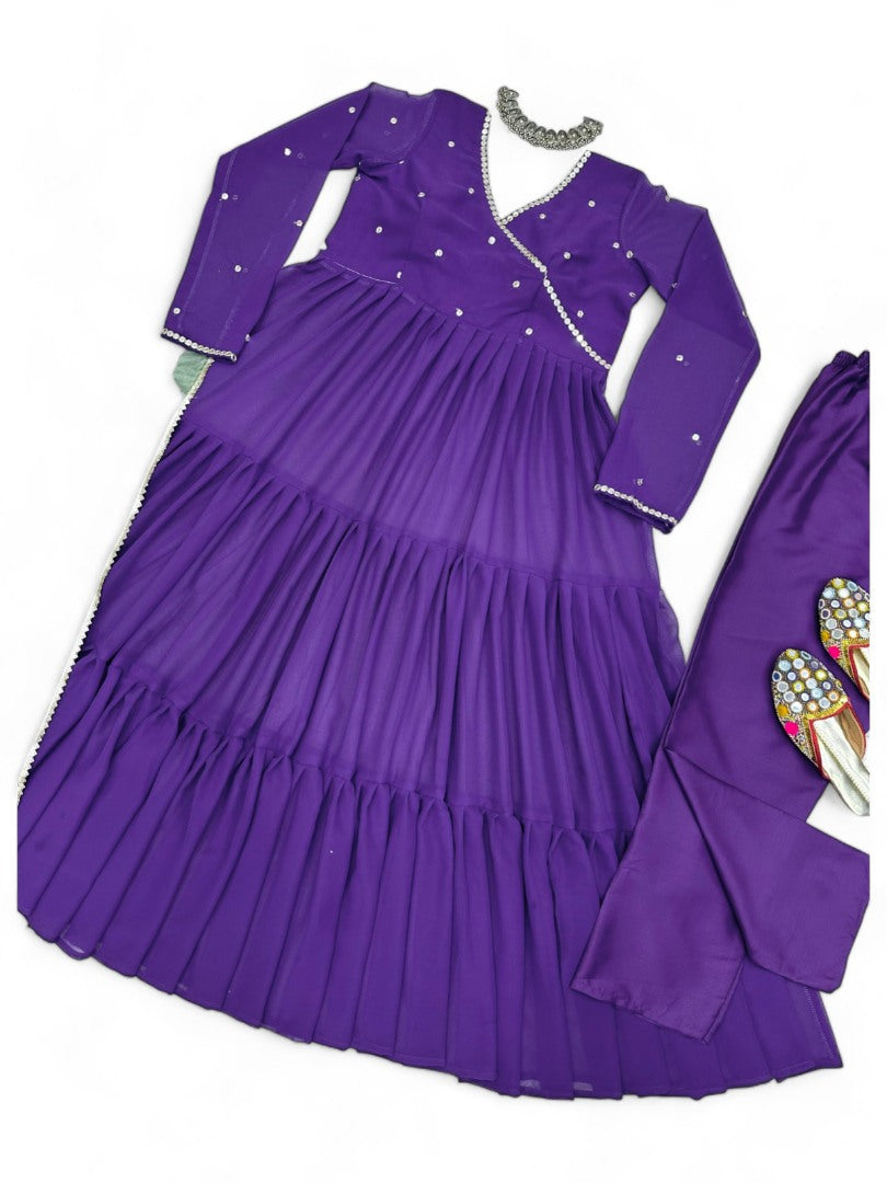 Purple georgette anarkali suit