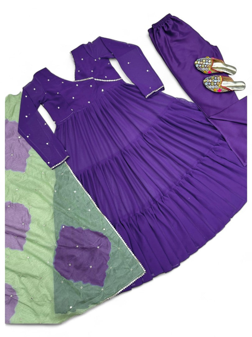 Purple georgette anarkali suit