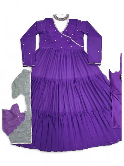 Purple georgette anarkali suit