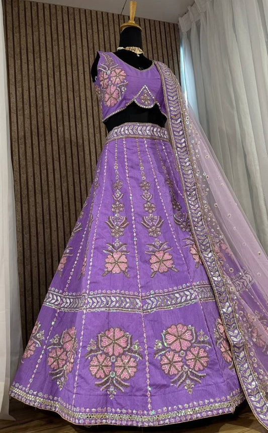 Purple heavy work designer wedding lehenga choli