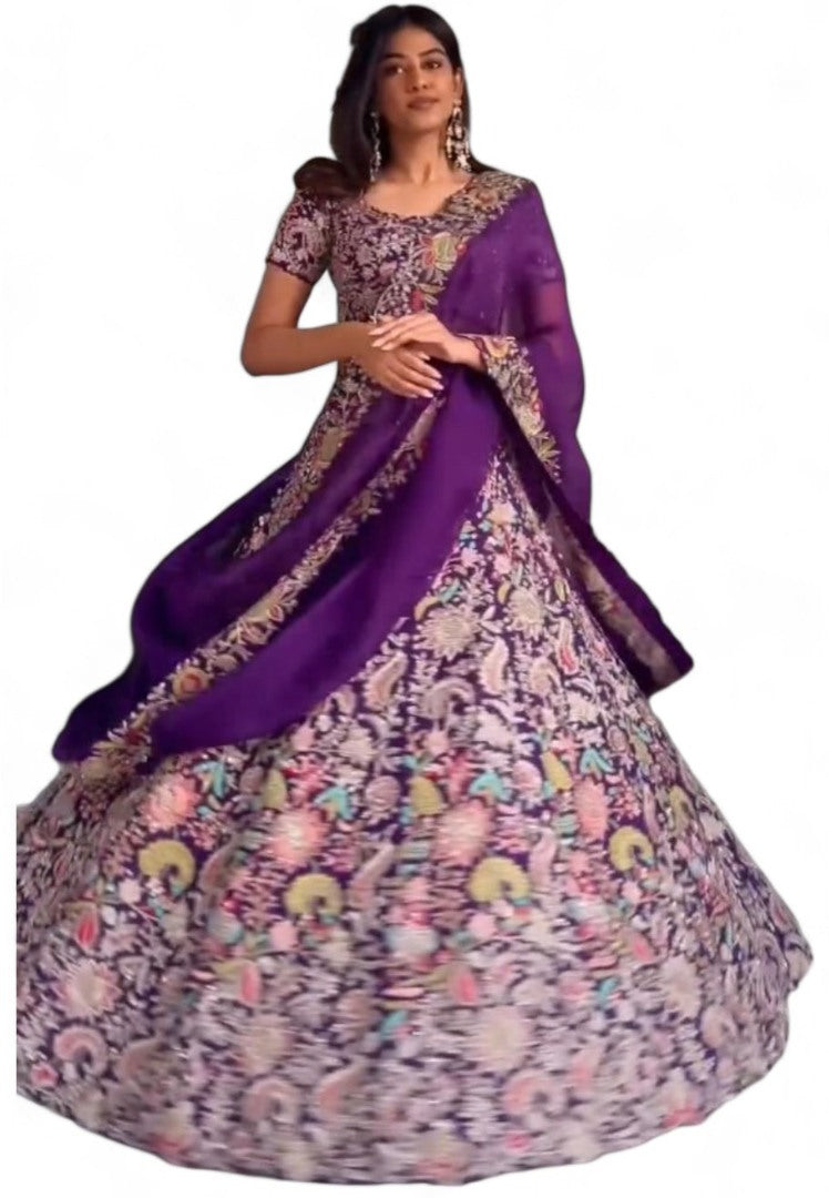 Purple heavy work designer wedding lehenga choli