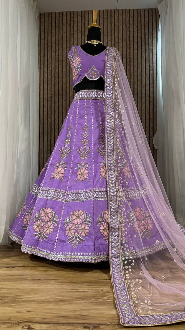 Purple heavy work designer wedding lehenga choli