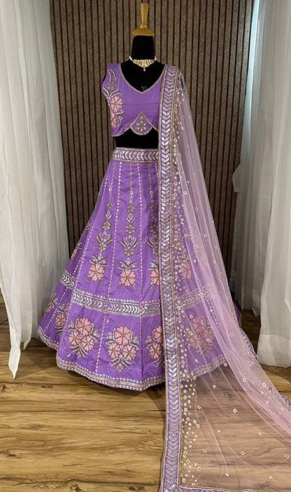 Purple heavy work designer wedding lehenga choli