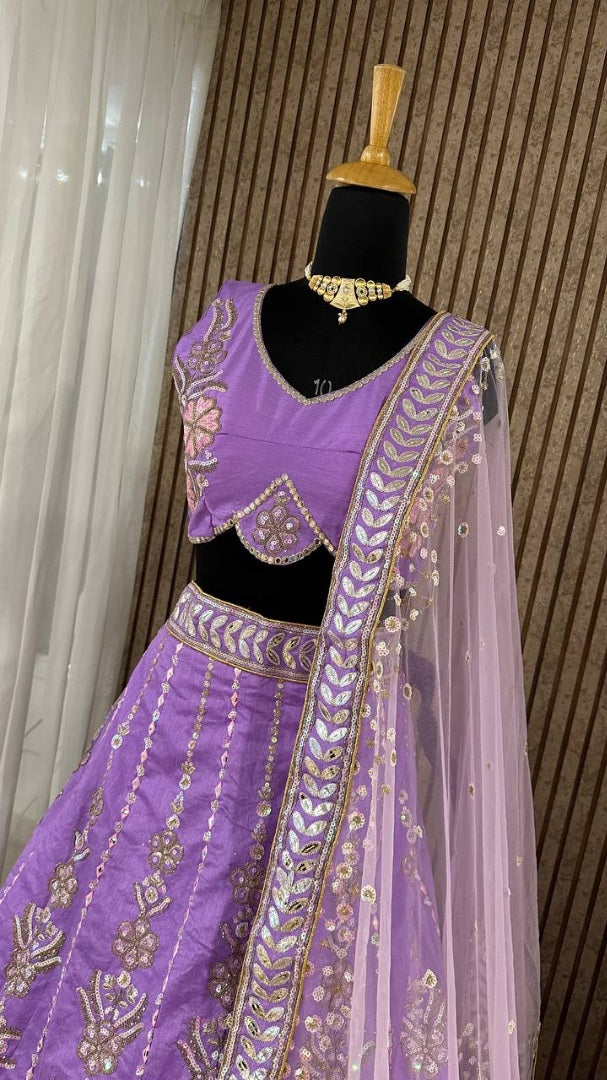 Purple heavy work designer wedding lehenga choli