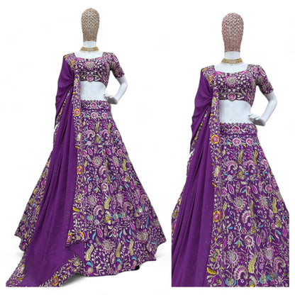 Purple heavy work designer wedding lehenga choli