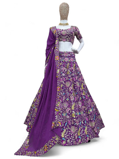 Purple heavy work designer wedding lehenga choli