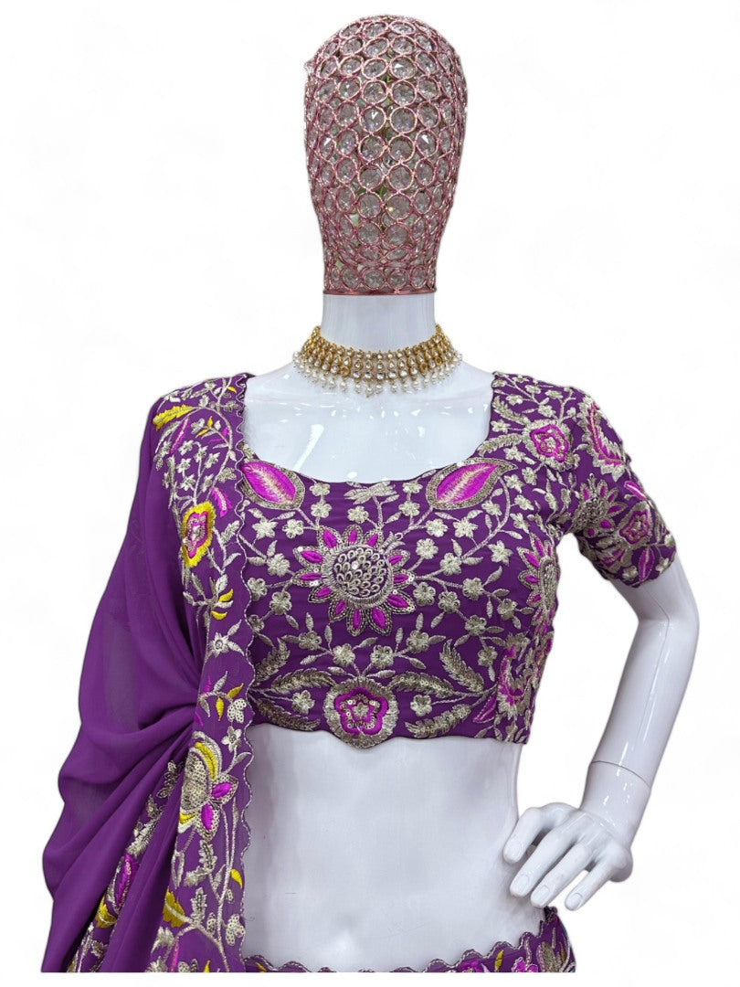 Purple heavy work designer wedding lehenga choli