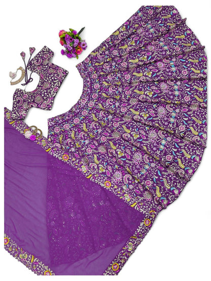 Purple heavy work designer wedding lehenga choli