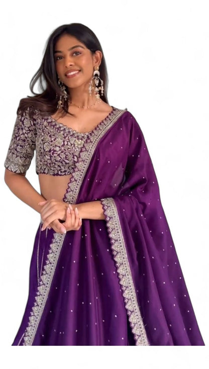 Purple heavy work designer wedding lehenga choli