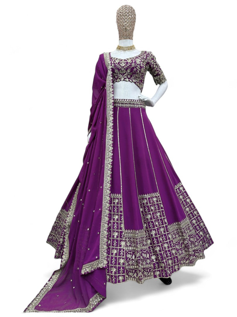 Purple heavy work designer wedding lehenga choli