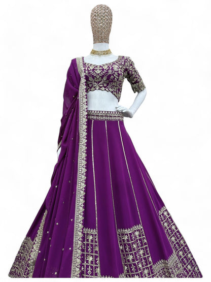 Purple heavy work designer wedding lehenga choli