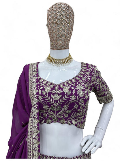 Purple heavy work designer wedding lehenga choli