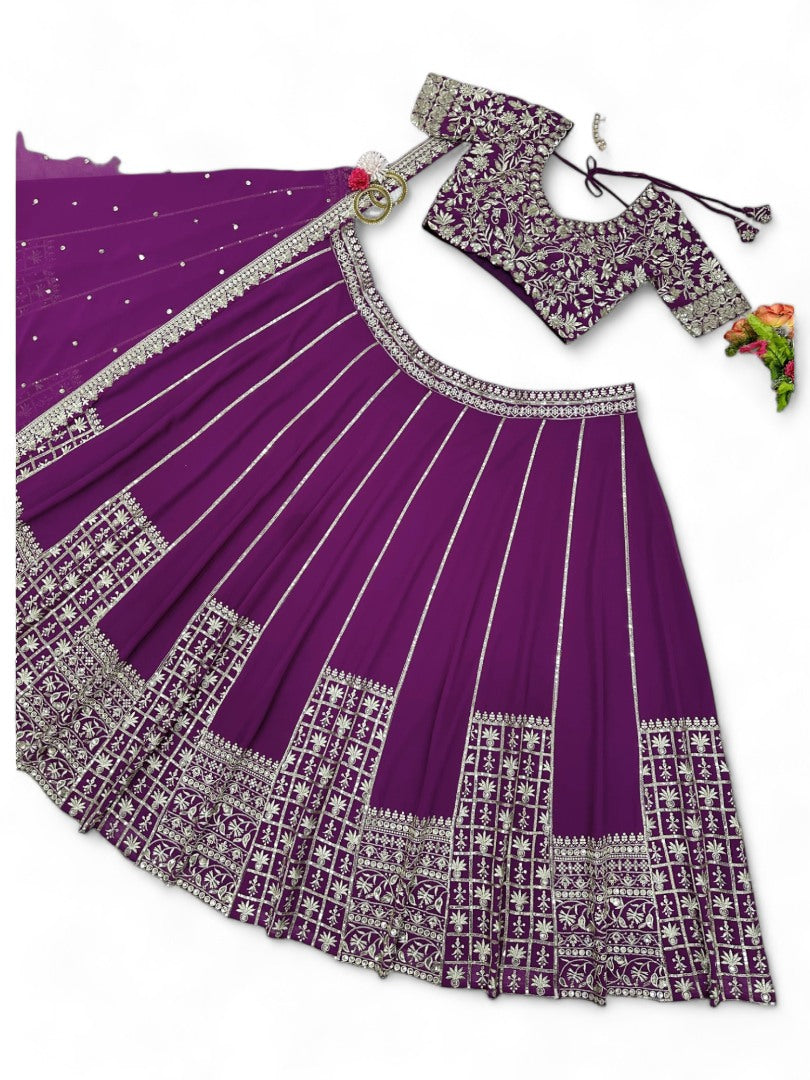 Purple heavy work designer wedding lehenga choli