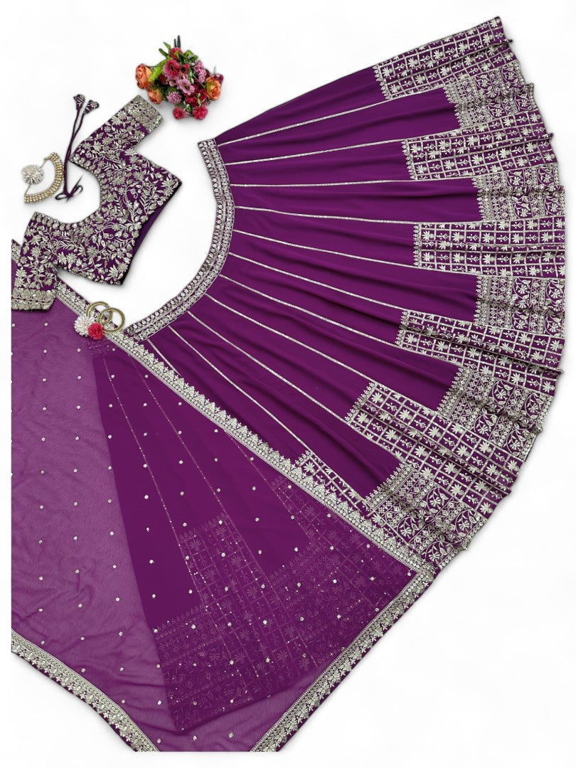 Purple heavy work designer wedding lehenga choli