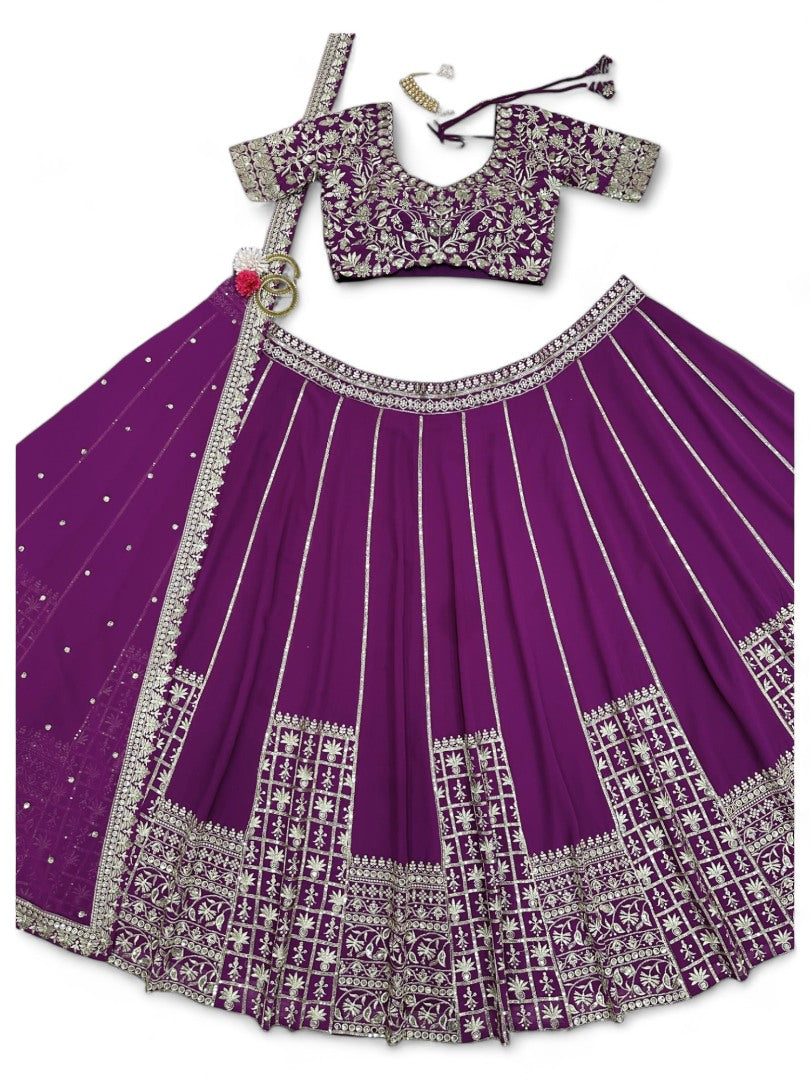 Purple heavy work designer wedding lehenga choli