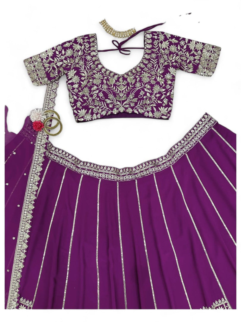 Purple heavy work designer wedding lehenga choli