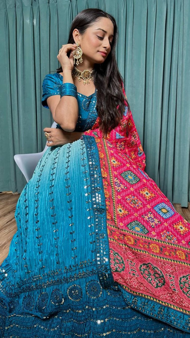 Rama chinon silk lehenga ceremonial choli