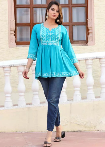 Rama cotton printed short kurti