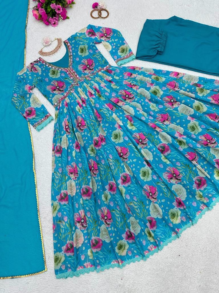Rama georgette floral printed alia cut suit