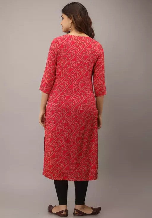 Red bandhni printed kurti