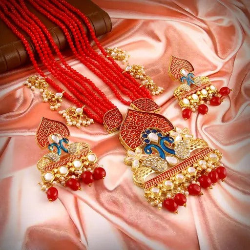 Red Feminine Colorful Jewellery Sets