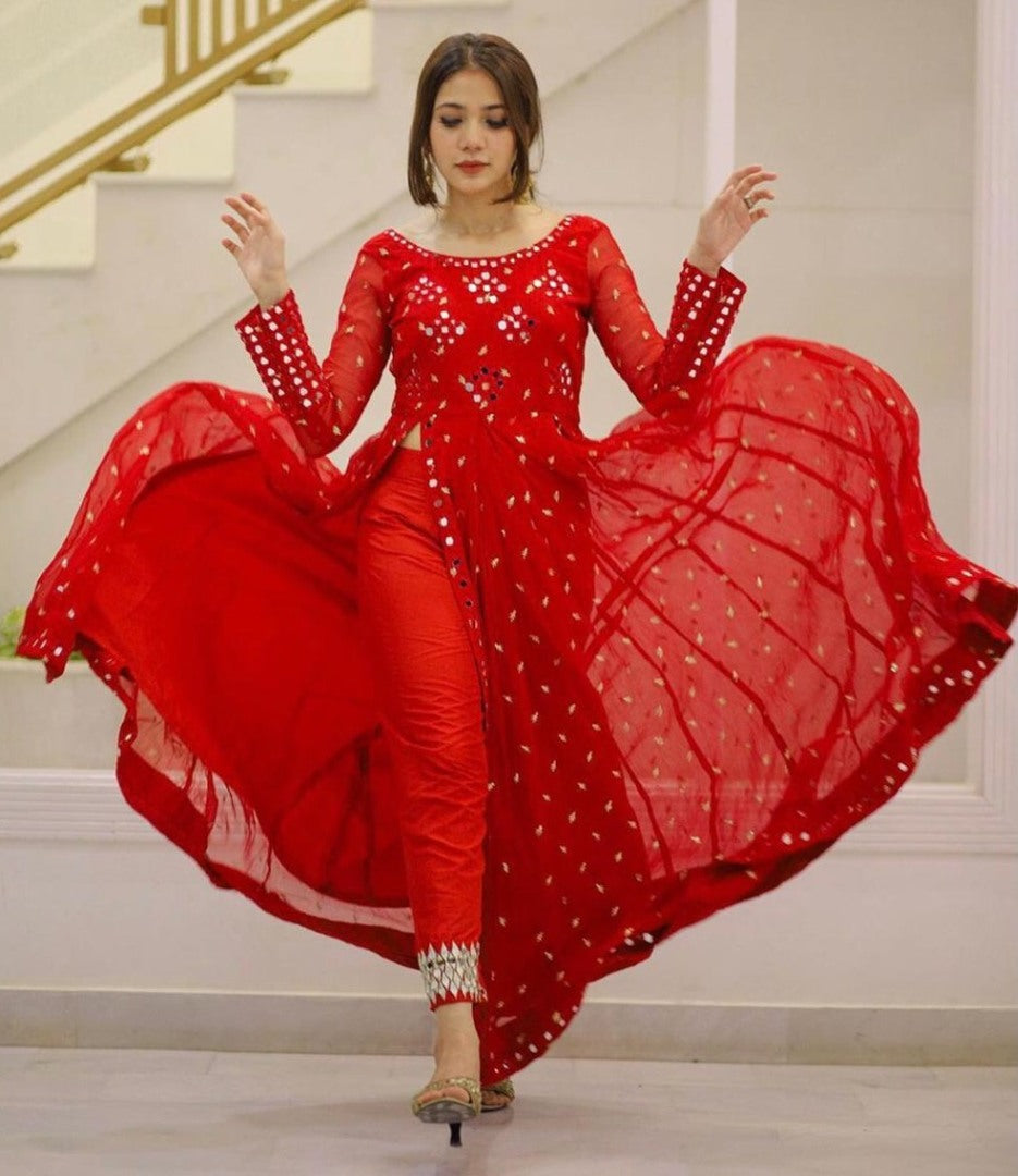 Red georgette salwar suit