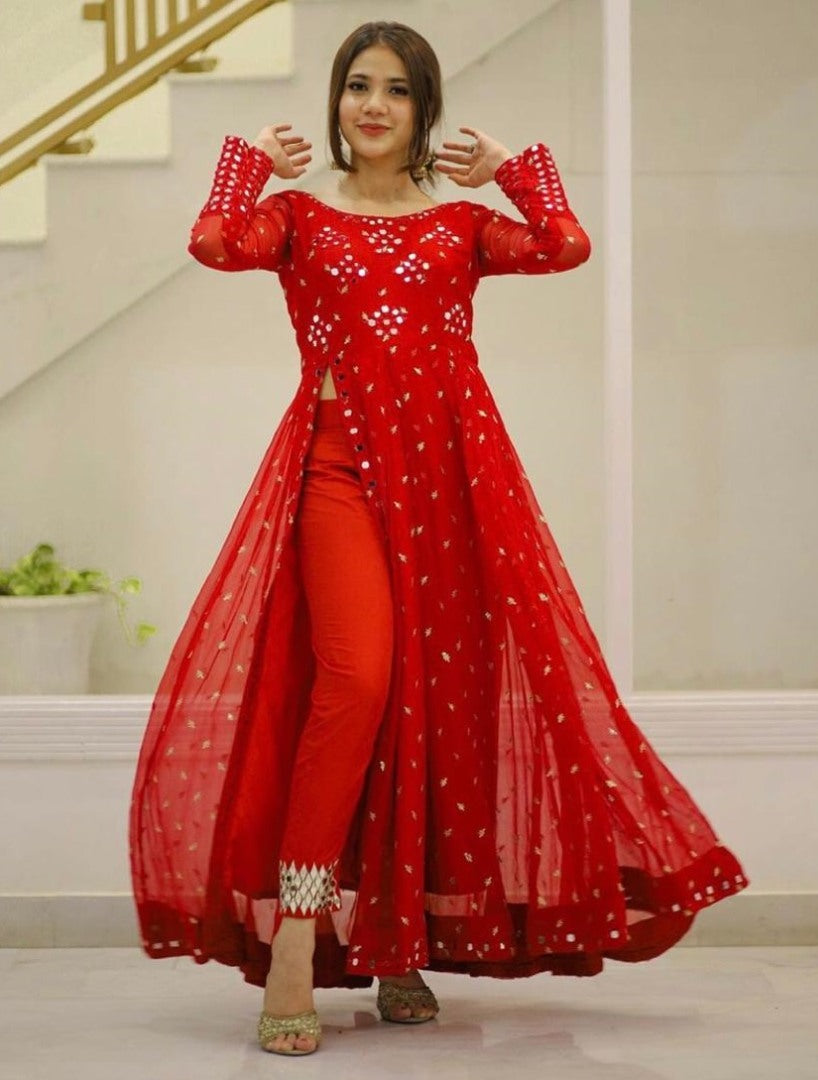 Red georgette salwar suit