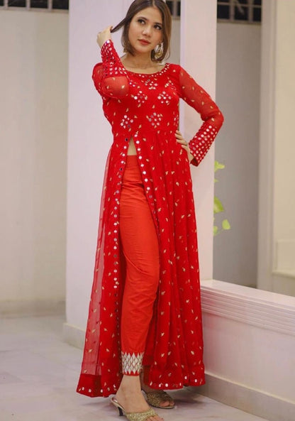 Red georgette salwar suit