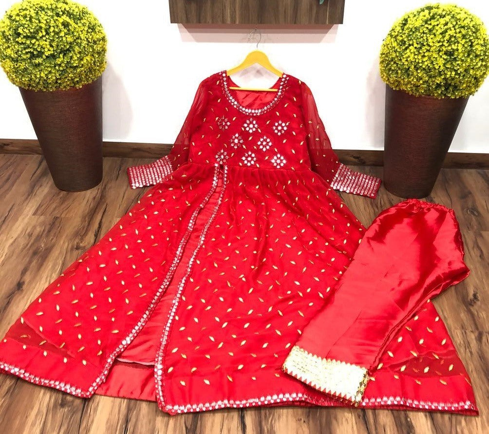 Red georgette salwar suit