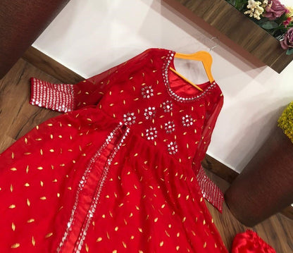 Red georgette salwar suit