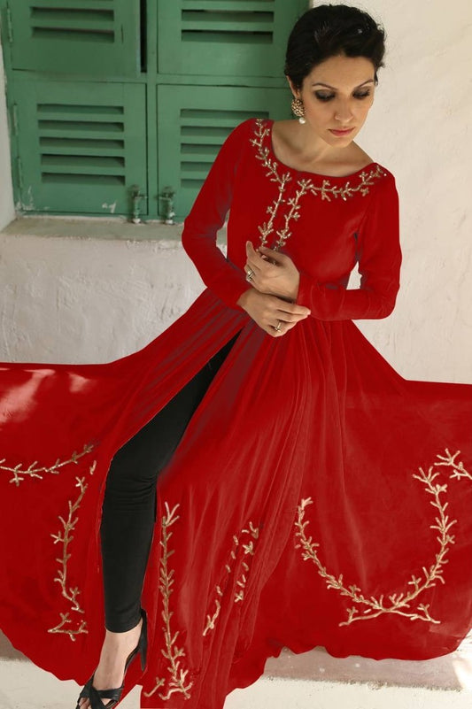 Red georgette stylish salwar suit