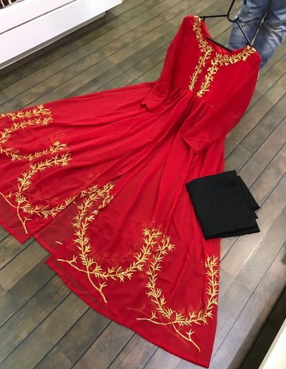 Red georgette stylish salwar suit