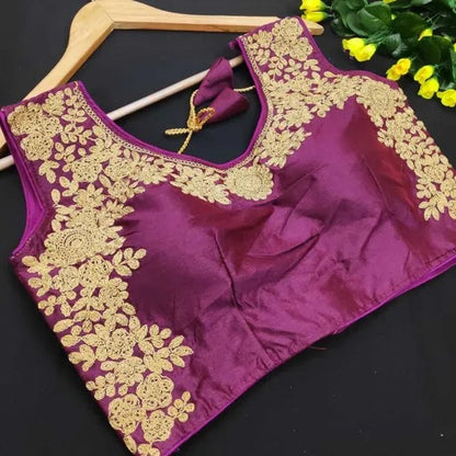 Silk embroidered work blouse