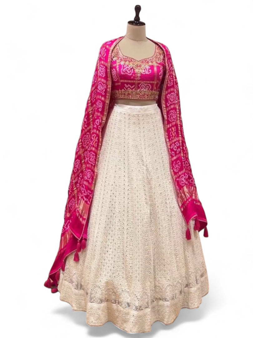 White heavy work wedding lehenga choli