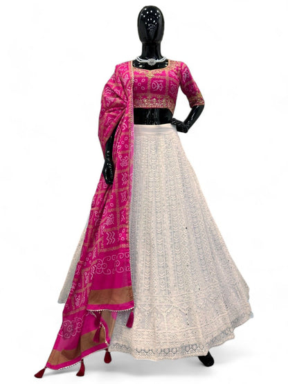 White heavy work wedding lehenga choli