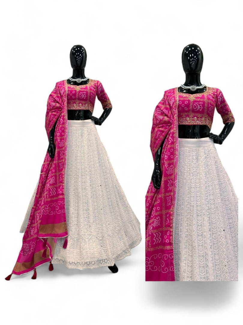 White heavy work wedding lehenga choli