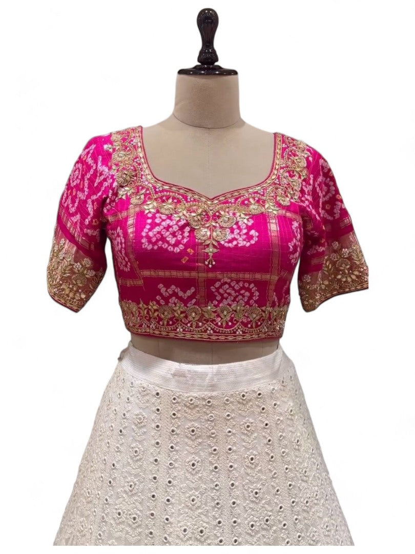 White heavy work wedding lehenga choli