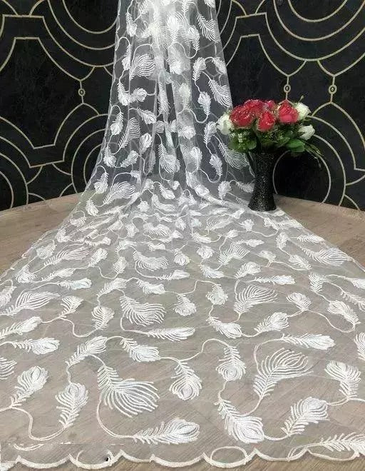 White net embroidered dupatta
