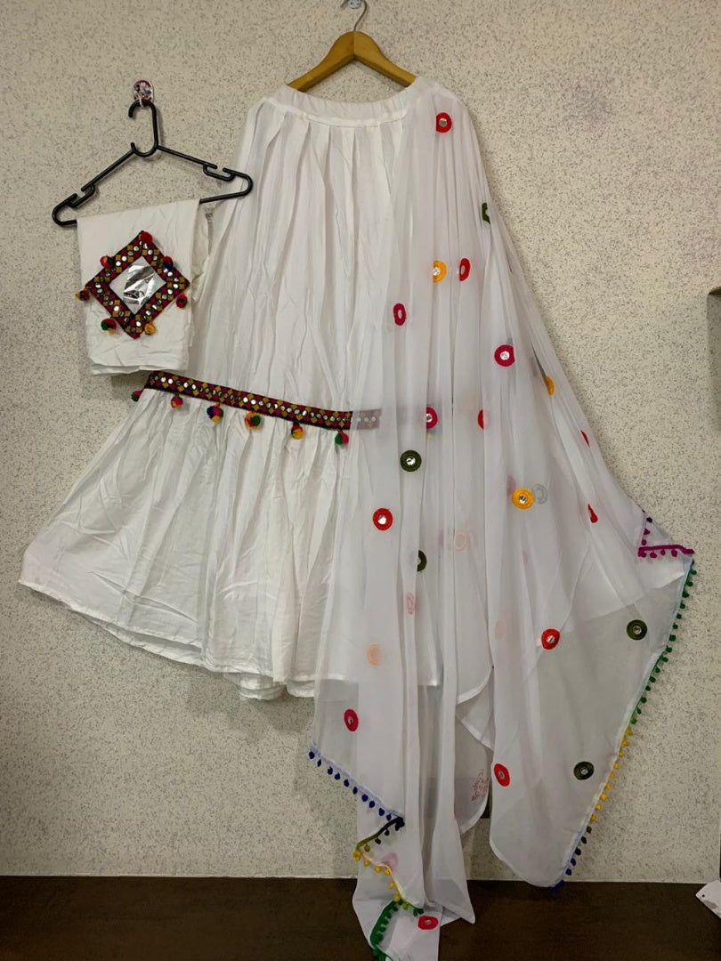 White soft rayon stylist navratri special lehengha choli