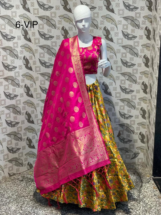 yellow banarasi silk wedding lehenga