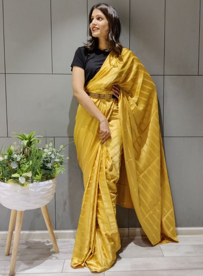 Yellow booming silk ready to wear saree