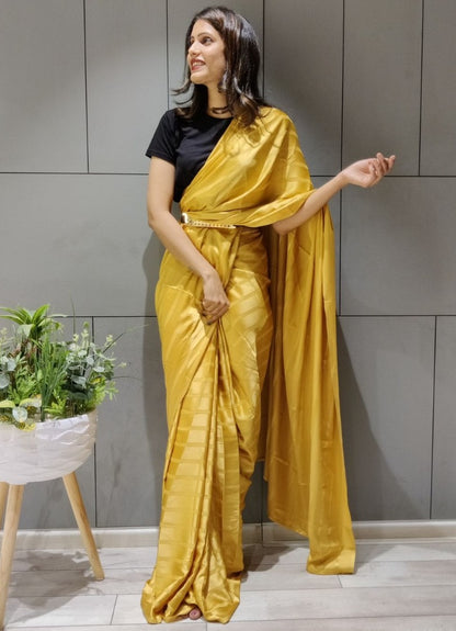 Yellow booming silk ready to wear saree