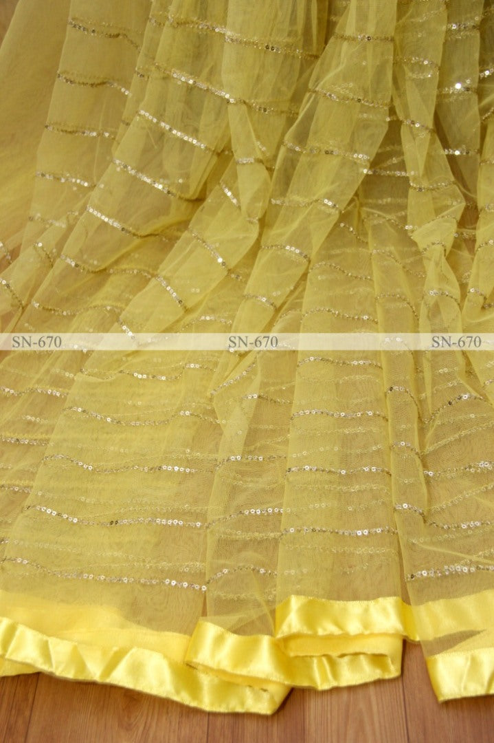 Yellow butterfly mono net saree