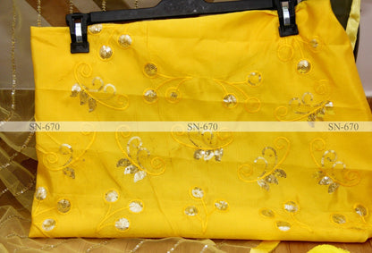 Yellow butterfly mono net saree